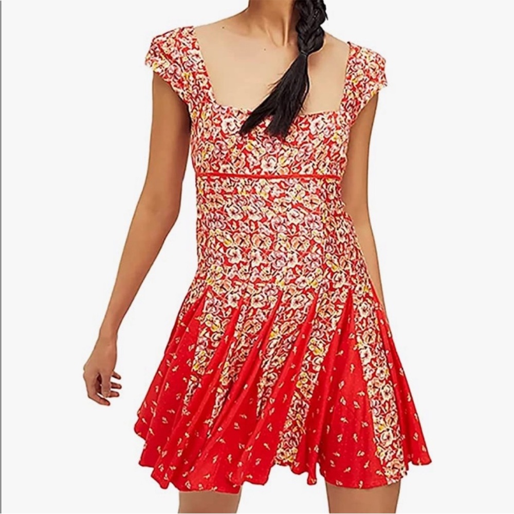 Free People Red Floral Mini Dress